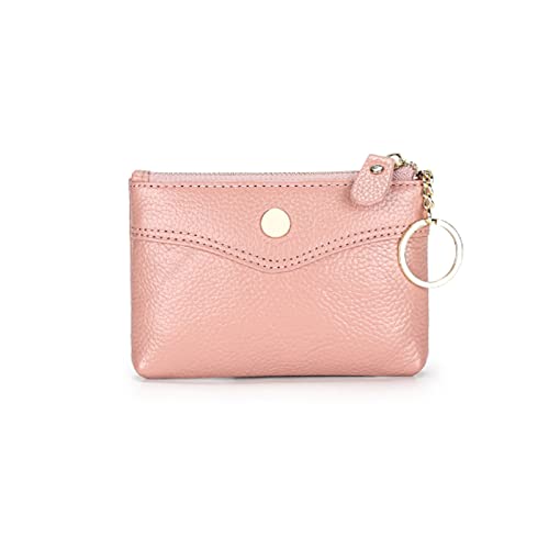 SSWERWEQ Geldbeutel Damen Rindsleder-Münzbörse für weibliche Multifunktions-Damen-Reißverschlusstaschen mit Schlüsselring-Münzsäcke (Color : Pink) von SSWERWEQ