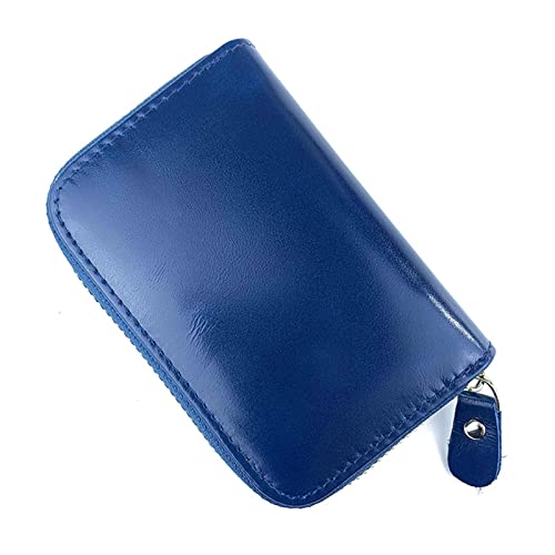 SSWERWEQ Geldbeutel Damen Wallet Genuine Leather Purse for Men Zipper Coin Card Holder First Layer Cowhide Oil Wax Leather Mini Clutch Bag (Color : Blue) von SSWERWEQ