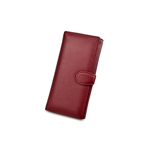 SSWERWEQ Geldbeutel Damen Weiche Echtes Leder Frauen Kuh Brieftasche Geldbörse Full Calf Leder Kupplung Multifunktionale Große Kapazität Brieftaschen (Color : Red) von SSWERWEQ