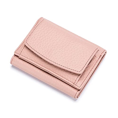 SSWERWEQ Geldbeutel Damen Women Wallet Protect Female Leather Coin Bag Lady Candy Colors Mini Purse Japanese Style Short Wallet Card Holder (Color : Pink) von SSWERWEQ
