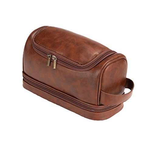SSWERWEQ Kosmetikbeutel Cosmetic Bag Simple Leather Cosmetic Bag Men Travel Toiletry Bag Washing with Hook Portable Cosmetic Bag von SSWERWEQ