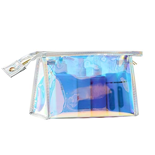 SSWERWEQ Kosmetikbeutel Transparent Cosmetic Pink Bag PVC Clear Makeup Bag for Women Waterproof Zipper Beauty Case Travel Toiletry Bags 1pcs (Color : White) von SSWERWEQ