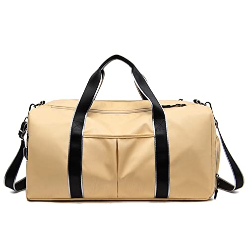 SSWERWEQ Reisetaschen Sporttasche für Männer, wasserdicht, Fitness-Trainingstasche, leichte Tasche, Gepäcktaschen und Reisetaschen für Frauen, 2020 Sporttasche (Color : Beige) von SSWERWEQ