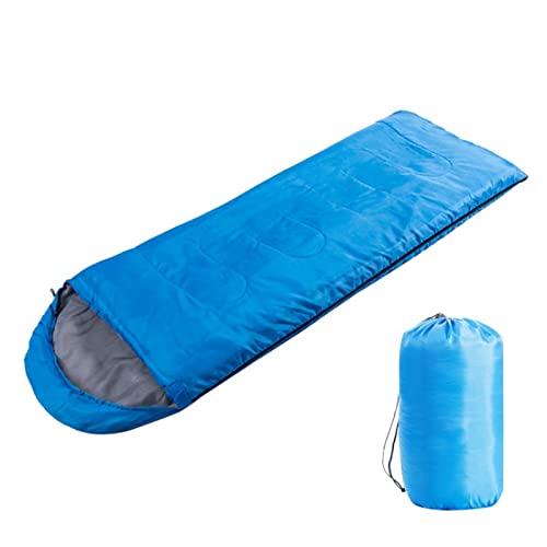 SSWERWEQ Schlafsack Outdoor Outdoor Leisure Travel Camping Office Siesta Four Seasons Universal Portable Envelope Hood Sleeping Bag (Color : Blue) von SSWERWEQ