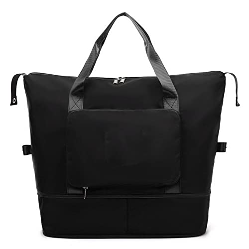 SSWERWEQ Wanderrucksäcke Faltbare Reisetaschen wasserdichte Tragetasche Reisegepäcktaschen für Frauen Große Kapazität Multifunktionale Reisetaschen Handtasche (Color : Black) von SSWERWEQ