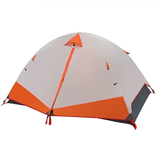 SSWERWEQ Zelte Outdoor Camping Supplies Ultraleicht 2 Personen Doppelschicht Aluminiumlegierung Regenschutz Rucksackzelt (Color : Orange) von SSWERWEQ