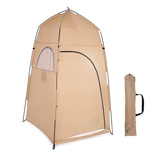 SSWERWEQ Zelte Portable Outdoor Camping Tent Shower Tent Bath Changing Fitting Room Tent Shelter Camping Beach Privacy Toilet Camping Tent (Color : Khaki) von SSWERWEQ