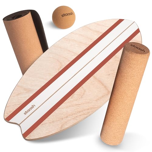 STAASH® SUP Balance Board inkl. Schutzmatte & Rolle + VIDEOKURS - Gleichgewichtstrainer für Indoor-Surfen und skaten (Orange) (Orange) von STAASH