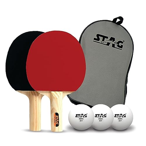 STAG Iconic Champ-Serie Profi-Tischtennis-Set (T.T) | Hochwertiges ITTF-zugelassenes Gummi-Tischtennisschläger und T.T-Bälle im Lieferumfang enthalten | Komplettset für Tischtennis-Paddel-Paddeln von STAG ICONIC