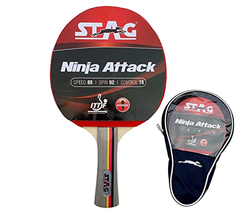 Stag Ninja Attack Table Tennis Racquet(Multi- Color, 180 Grams, Advanced) von STAG