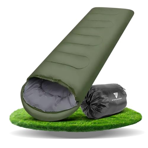 STAHLWERK Schlafsack 220 x 85/85 cm bis -15°C - Großer Outdoorschlafsack, 330g/m2 Füllung, extralanger Campingschlafsack, Mumienschlafsack, Reiseschlafsack, Sommer- und Winterschlafsack, Trekking von STAHLWERK