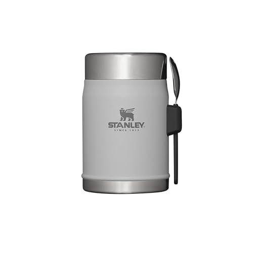Stanley Classic Legendary Thermobehälter für Essen mit Göffel 400 ml - Hält 7 Stunden Heiß oder Kalt - Edelstahl Warmhaltebehälter Essen - BPA-Frei - Spülmaschinenfest - Ash von STANLEY