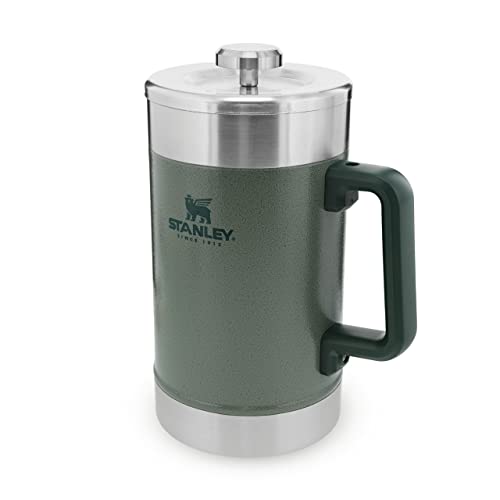 Stanley Classic Stay Hot French Press Kaffeepresse aus Edelstahl in der Farbe Hammertone Green 1,4l, Maße: 18,1cm x 12,4cm x 24,2cm, 675500 von STANLEY