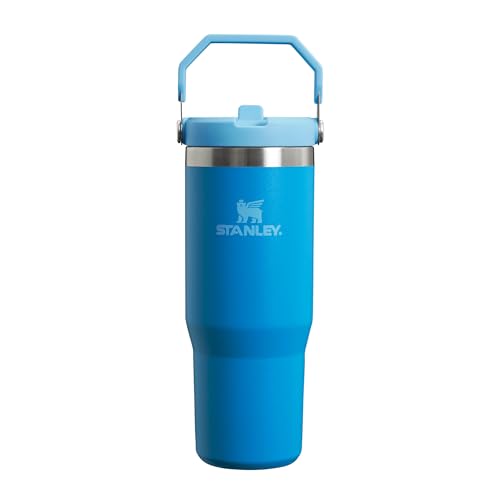 Stanley IceFlow Flip Straw Trinkflasche mit Strohhalm 0.89L - Thermosflasche Hält 12+ Stunden Kalt - Auslaufsicher - Trinkflasche Sport - Wasserflasche BPA Frei - Spülmaschinenfest - Azure von STANLEY