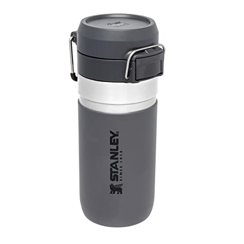Stanley Quick Flip Trinkflasche Edelstahl 0.47L - Hält 7+ Stunden Kalt - Wasserflasche BPA-Frei - Spülmaschinenfest - Druckverschlussdeckel - Thermosflasche Auslaufsicher - Charcoal von STANLEY