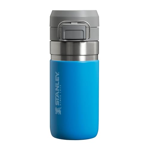 Stanley Quick Flip Trinkflasche Edelstahl 0.47L - Hält 7+ Stunden Kalt - Wasserflasche BPA-Frei - Spülmaschinenfest - Druckverschlussdeckel - Thermosflasche Auslaufsicher - Azure von STANLEY