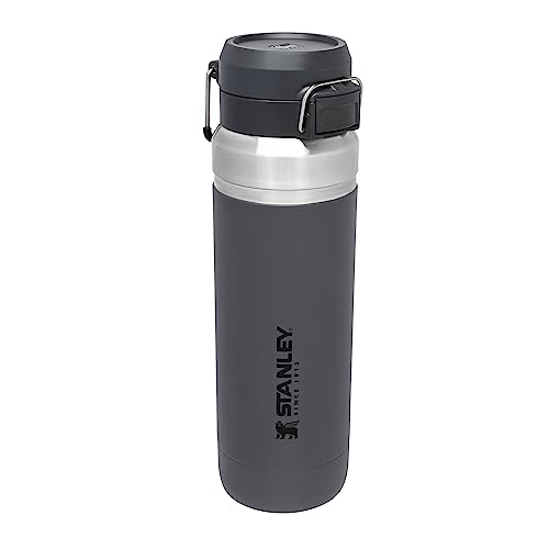 Stanley Quick Flip Trinkflasche Edelstahl 1.06L - Hält 18+ Stunden Kalt - Wasserflasche BPA-Frei - Spülmaschinenfest - Druckverschlussdeckel - Thermosflasche Auslaufsicher - Charcoal von STANLEY