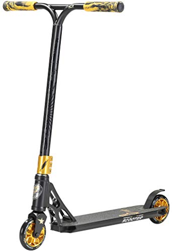 STAR SCOOTER Professional Freestyle Kick Stunt Scooter ab 8 Jahre | 110mm ABEC-9 Lager Alu Kinder City Roller mit HIC für Fortgeschrittene | Schwarz Gold von STAR SCOOTER