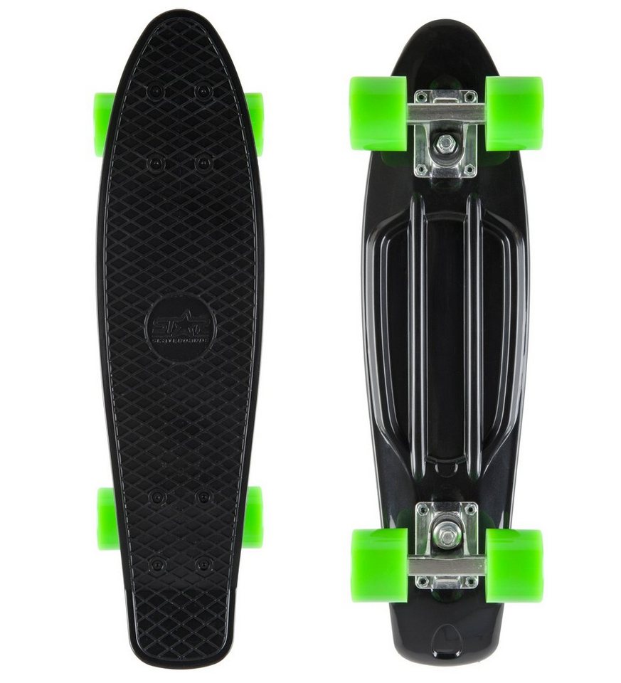 STAR-SKATEBOARDS Skateboard Retroboard, ab 8 Jahre, ab 125 cm, Jungen, Mädchen, 60 mm Rollen, ABEC-7 Kugellager, 78A Rollenhärte, bis 100 kg von STAR-SKATEBOARDS
