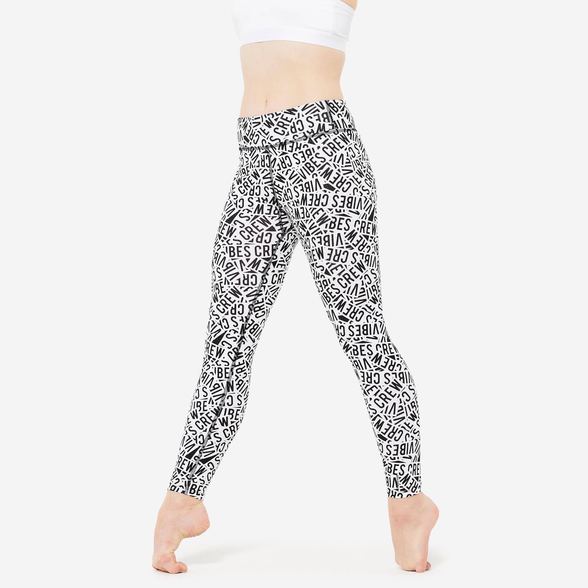 Tanz-Leggings Mädchen hohe Taille Modern Jazz ‒ schwarz/weiss Print von STAREVER