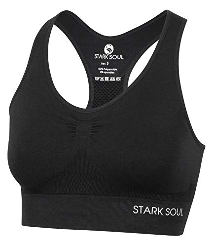 STARK SOUL Bra Light Support - Sport BH doppellagig für Damen - schwarz - Größe L von STARK SOUL