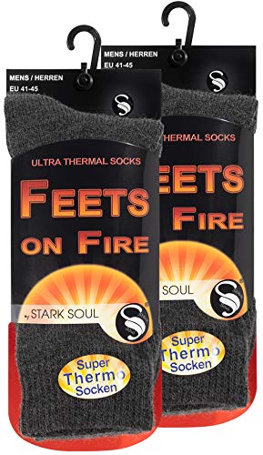 STARK SOUL FEETS on FIRE - 2 Paar Herren Ultra Thermo Socken, Warme Winter Socken, Dunkelgrau, Gr. 41-45 von STARK SOUL