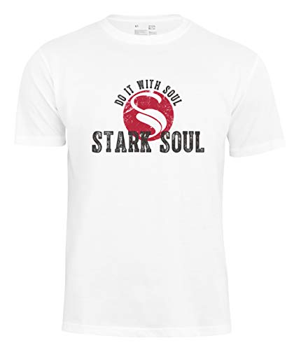 STARK SOUL Herren Logo T-Shirt, Vintage Weiss, Gr.S von STARK SOUL