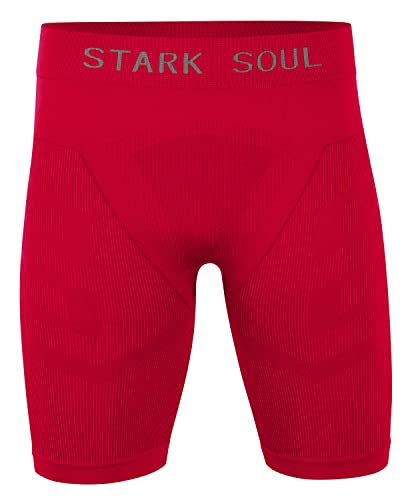 STARK SOUL Unterziehhose, Funktionshosen -WARM UP-, Herren Sport Shorts, Seamless, rot, M-L von STARK SOUL