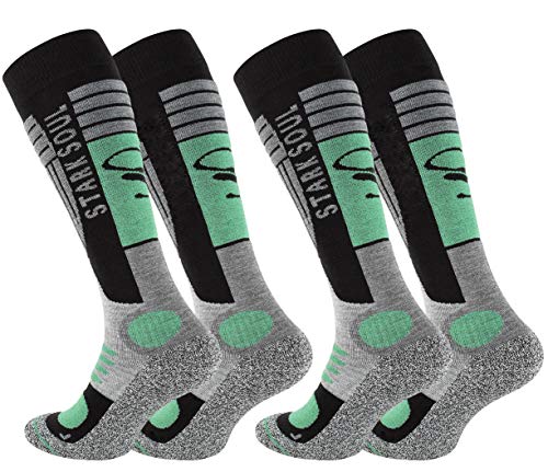 STARK SOUL Ski Funktionssocken, Wintersport Socken mit Spezial Polsterung, 2 Paar (39/42, grau-schwarz-grün) von STARK SOUL