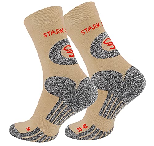 STARK SOUL Trekking Wandersocken für Damen & Herren, 2 Paar Atmungsaktive Gepolsterte Outdoor-Socken (Beige, 43-46) von STARK SOUL