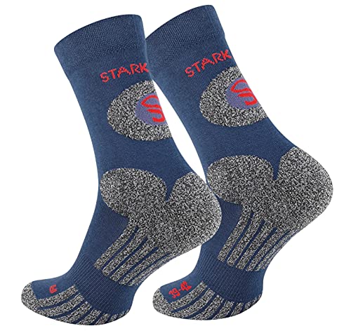 STARK SOUL Trekking Wandersocken für Damen & Herren, 2 Paar Atmungsaktive Gepolsterte Outdoor-Socken (Marine, 35-38) von STARK SOUL