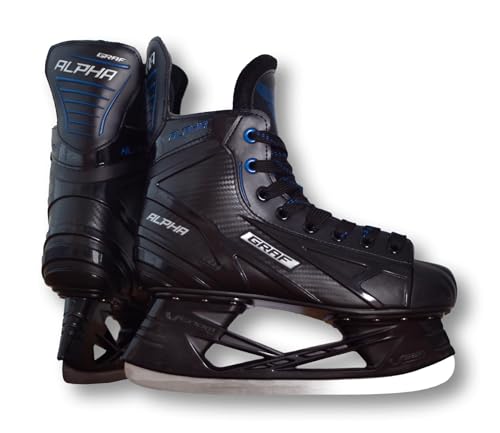 Schlittschuhe Alpha GRAF Erwachsene Senior Freizeit Hobby Eishockey schwarz/blau Unisex Ice Skates (39) von STEEL
