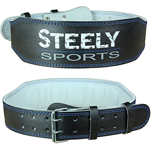 Steely-Sports Herren Gewichthebergürtel Leder/Trainingsgürtel (M) (Krafttraining Bodybuilding Gürtel, Gurt Gewichtheber, Fitnessgürtel, Zubehör) von STEELY SPORTS