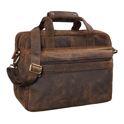 STILORD 'Adventure' Lehrertasche Herren Damen Aktentasche Office Büro Schulter- oder Umhängetasche Businesstasche für Laptop Leder, Farbe:Colorado - braun von STILORD