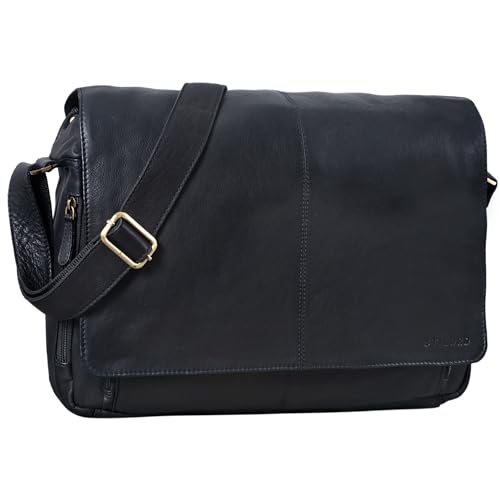 STILORD 'Alex' Vintage Ledertasche Männer Frauen Businesstasche zum Umhängen 15,6 Zoll Laptoptasche Aktentasche Unitasche Umhängetasche Leder, Farbe:schwarz von STILORD