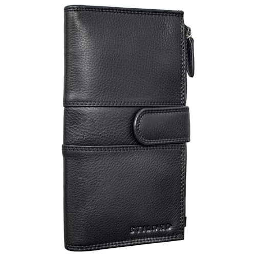 STILORD 'Alyssa' Portemonnaie Handy Leder Damen Reisebörse RFID Geldbörse mit Handyfach ideal für 6,1 Zoll iPhone 13 echtes Leder, Farbe:schwarz von STILORD