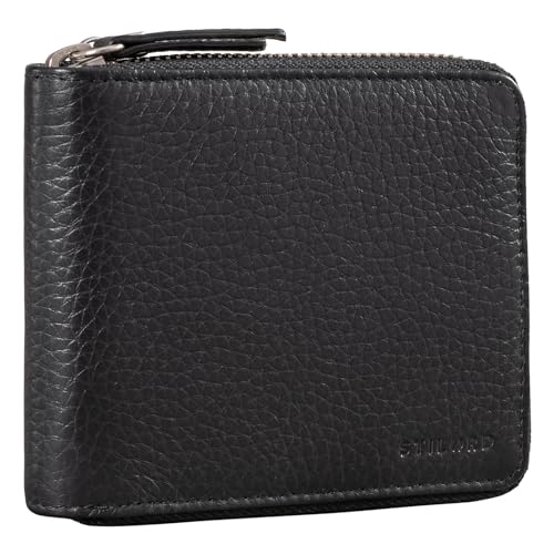 STILORD 'Amy' RFID Geldbörse Leder Geldbeutel Geldtasche Portemonnaie NFC Schutz Ledergeldbörse mit Reißverschluss in Geschenkbox Vintage Echtleder, Farbe:schwarz von STILORD