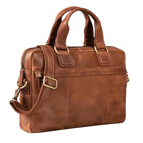 STILORD 'Andrew' Vintage Business Ledertasche Klassische Aktentasche für Herren und Damen 13,3 Zoll Laptoptasche für Arbeit Büro Aufsteckbar, Farbe:andorra - braun von STILORD
