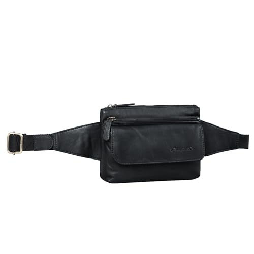 STILORD 'Atlanta' Vintage Bauchtasche Leder Schwarz für Herren Damen Gürteltasche zum Umhängen als Brusttasche Cross-Body Bag große Hüfttasche Echtleder von STILORD