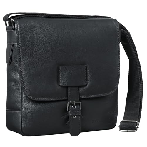 STILORD 'Bennet' Messenger Bag Herrentasche Leder zum Umhängen Hochwertige Schultertasche für 10.1 Zoll Tablet iPad Echtes Vintage Leder, Farbe:schwarz von STILORD