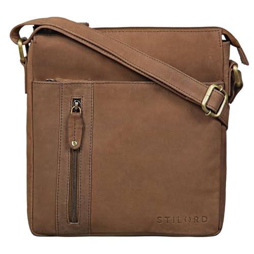 STILORD 'Brady' Messenger Bag Leder Braun klein Umhängetasche Schultertasche für iPad 10,1 Zoll Tabletttasche Echtes Leder, Farbe:Austin - braun von STILORD