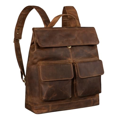 STILORD 'Drew' Vintage Rucksack Groß Leder XL Backpack für Damen Herren Laptop Rucksack 16 Zoll Arbeitsrucksack Reiserucksack Lehrerrucksack aus Echt Leder, Farbe:mittel - braun von STILORD