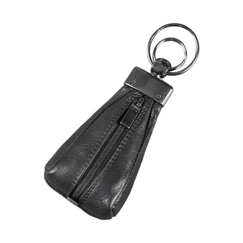 STILORD 'Enno' Kleine Schlüsseltasche Leder Schlüsseletui Mini Geldbörse Schlüsselbeutel Vintage Schlüsselanhänger mit Reißverschlussfach und Schlüsselring, Farbe:schwarz von STILORD