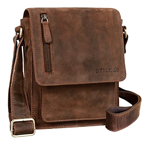 STILORD Herren-Umhängetasche braun - Kleine Vintage Schultertasche - 8,4 Zoll Messenger-Bag - Tablettasche aus echtem Büffel-Leder 'Finn' von STILORD