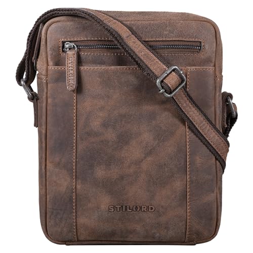 STILORD 'Fox' Herrentasche Leder Vintage Messenger Bag Männer Handtasche klein für 10,1 bis 10,5 Zoll iPad Tablethülle Männer Handtasche Echtleder, Farbe:Veleta - braun von STILORD