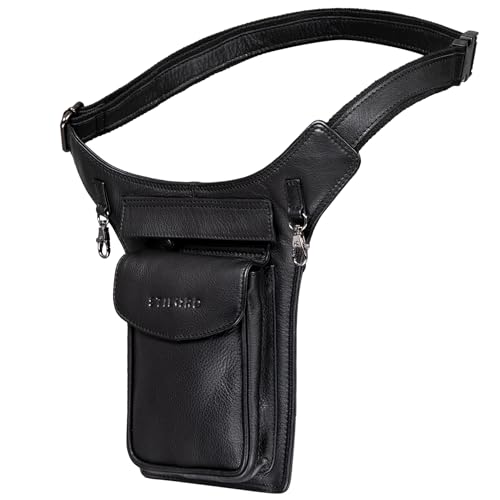 STILORD 'Frankie' Hüfttasche Leder Brusttasche Cross-Body Bag Bauch Tasche Vintage Gürteltasche für Herren Damen Brusttasche Echtleder, Farbe:schwarz von STILORD