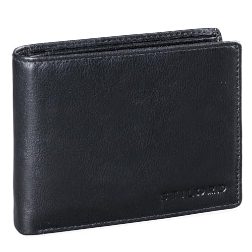 STILORD 'Guillermo' RFID Leder Portemonnaie Männer Geldbörse in Geschenkbox Herren Kartenfächer NFC Ausleseschutz Brieftasche Echtleder, Farbe:schwarz von STILORD