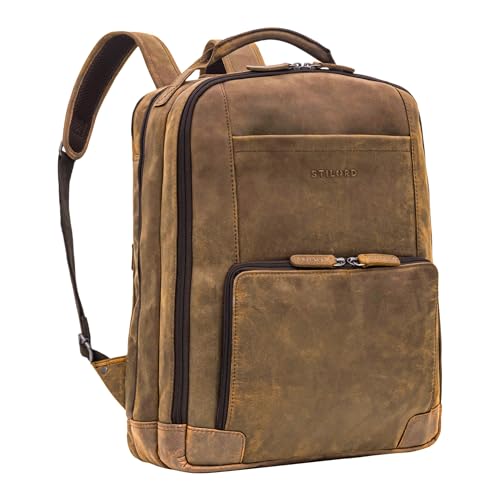 STILORD XL Herren-Businessrucksack aus Leder braun - 15-17 Zoll großer Arbeitsrucksack - Männer Laptop-Rucksack - Vintage Office-Bag aus Echtleder 'Harlow' von STILORD