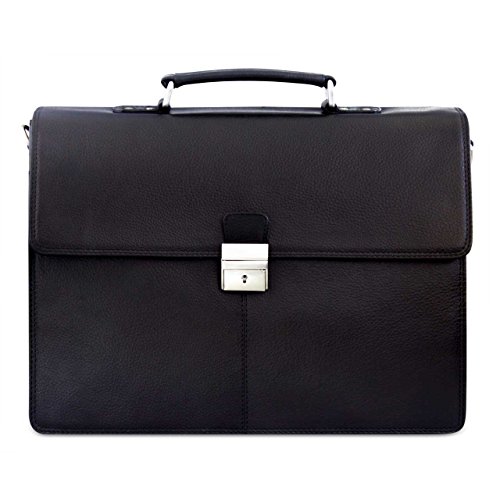 STILORD Herren Aktentasche Dokumententasche Laptoptasche Business Büro Tasche mit Schultergurt echt Leder Schwarz von STILORD