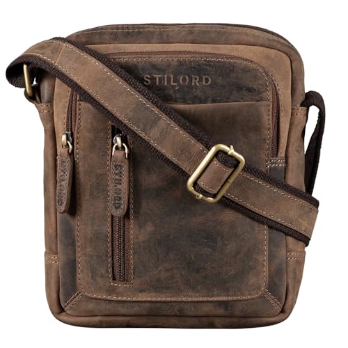 STILORD 'Jamie' Herren Ledertasche Umhängetasche klein Vintage Messenger Bag Herrenhandtasche für 9.7 Zoll iPad moderne Leder Schultertasche für Männer, Farbe:calais - braun von STILORD